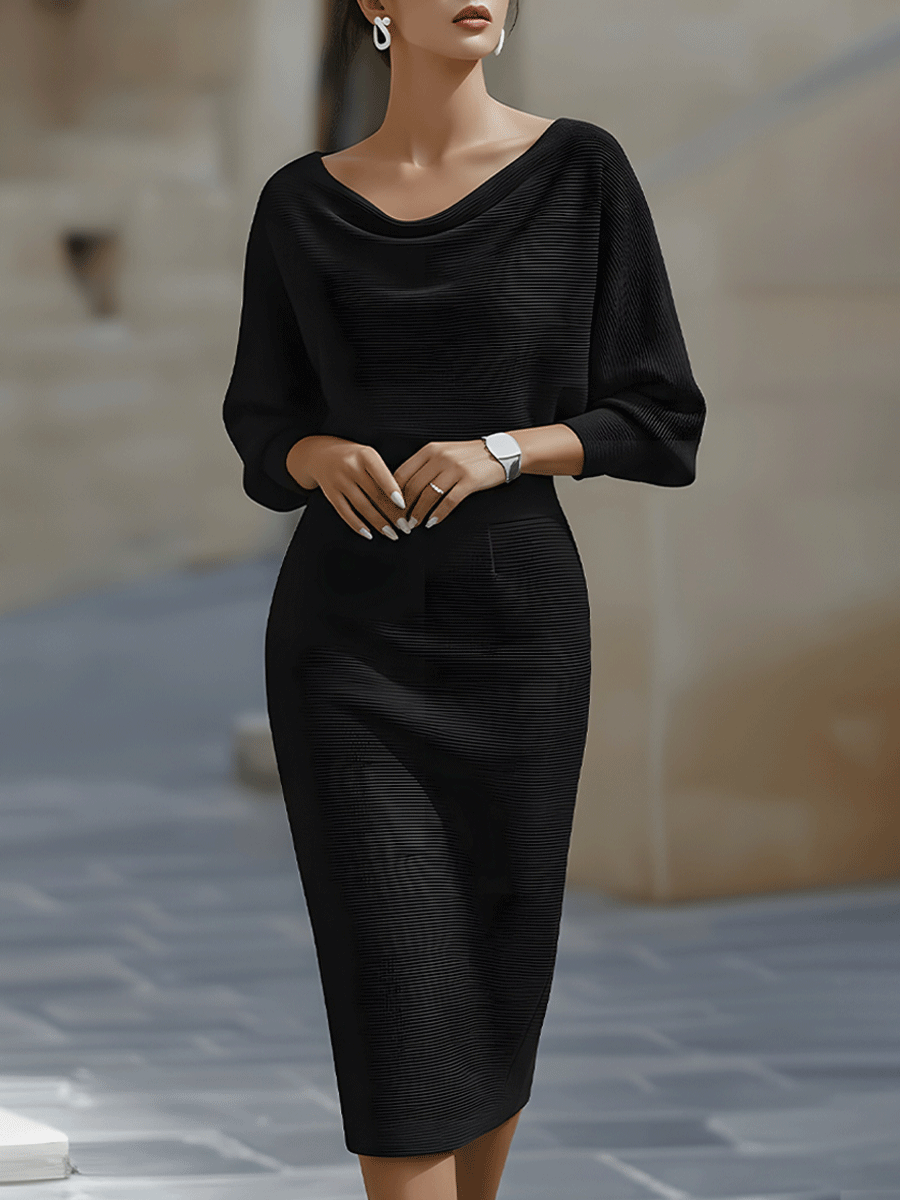 Lydia | Draped Batwing-Sleeve Dress for Women