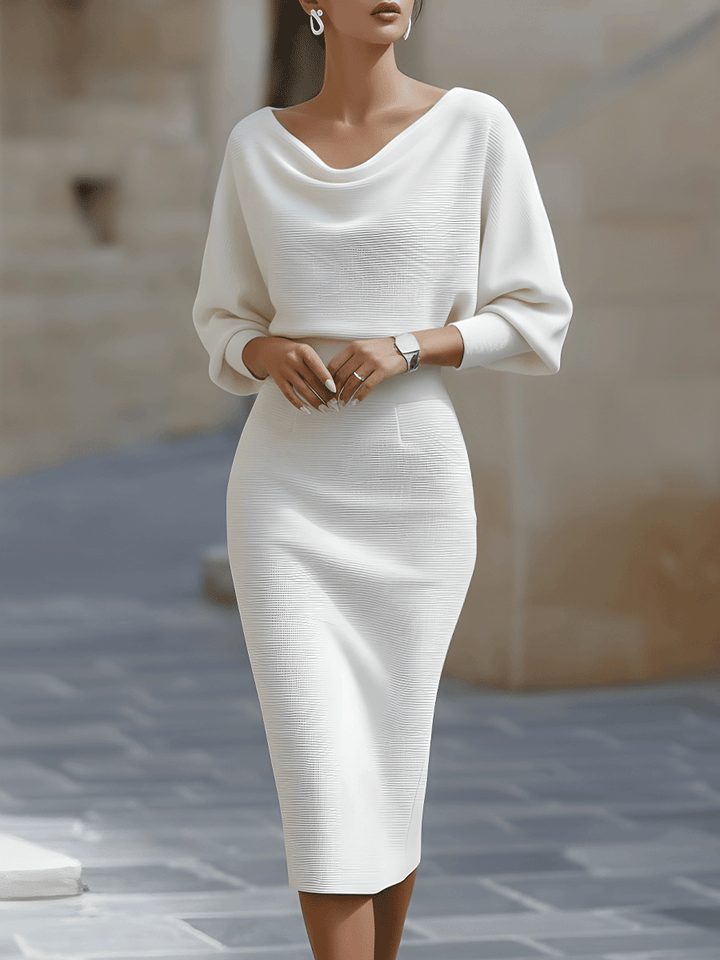 Lydia | Draped Batwing-Sleeve Dress for Women