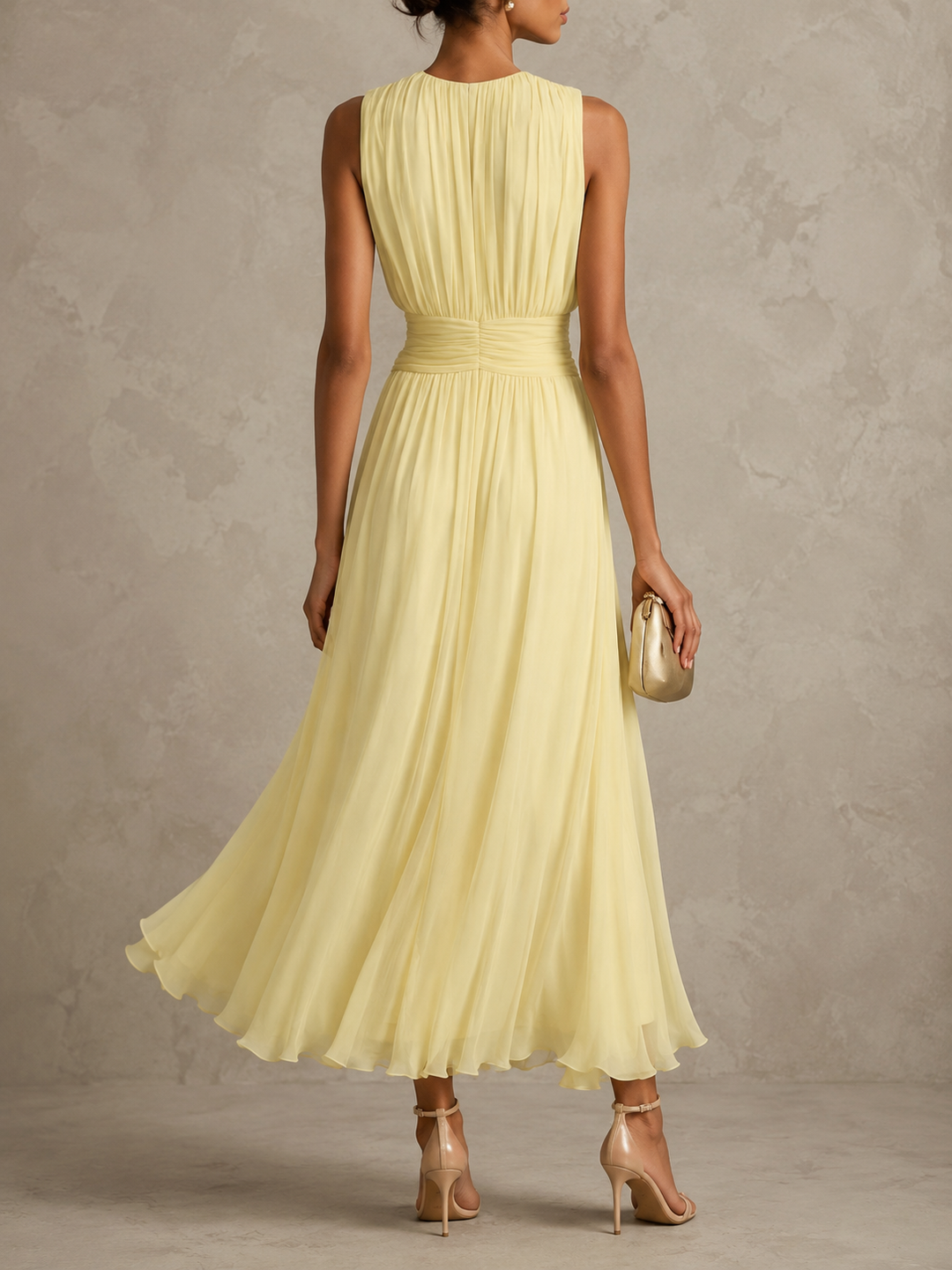 Roxanne™ Ruched Waist Sleeveless Maxi Dress
