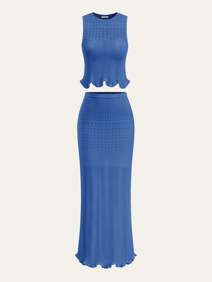 Wave Pattern Sleeveless Knit Top
