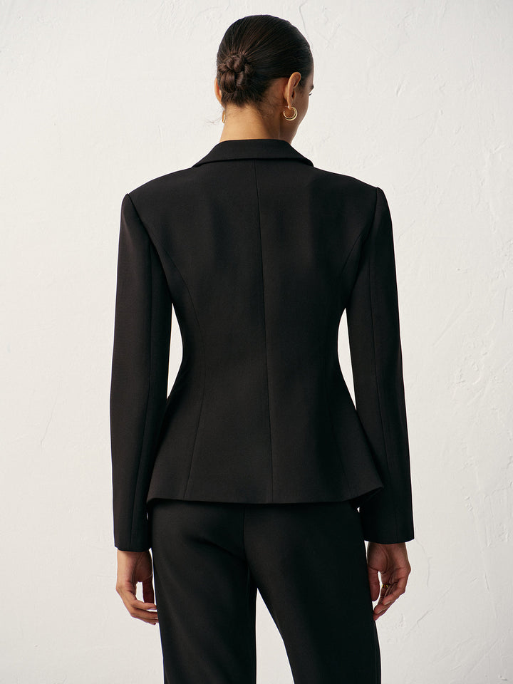 Cross-Shaped Button Blazer