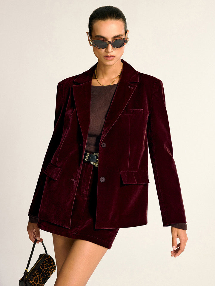 Velvet Shawl Collar Blazer