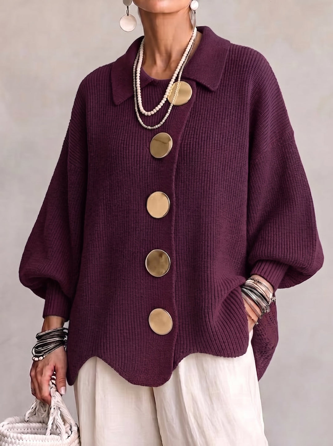 Bootstrap File Icons Karina - Oversized Collared Button Cardigan – Audrey & Claire New York