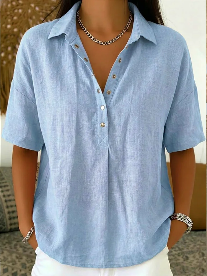 Therese™ | Collared Popover Blouse